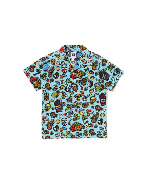 Bape Milo Mixed Fruit Open Collar S/S Kosele Detske Svetlo Modre | SK-2874