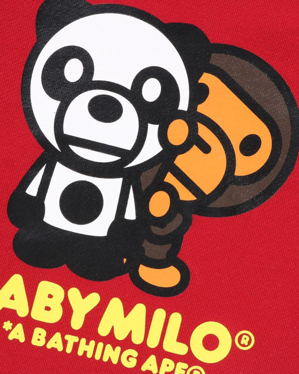 Bape Milo Panda Layered Pullover Mikiny S Kapucňou Detske Svetlo Červené | SK-2915