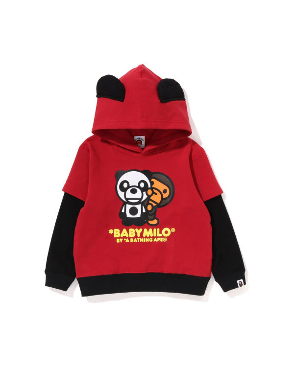 Bape Milo Panda Layered Pullover Mikiny S Kapucňou Detske Svetlo Červené | SK-2915