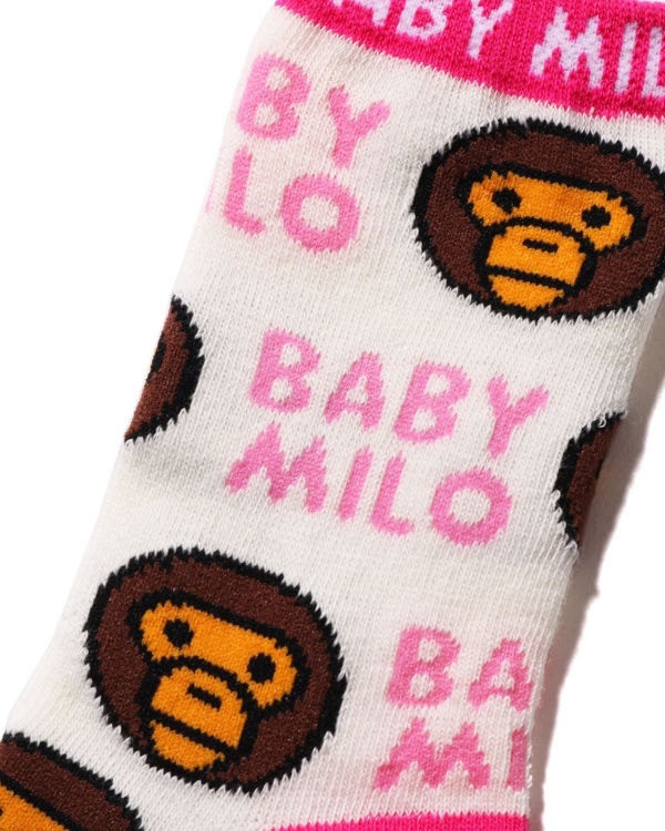 Bape Milo Pattern Ponozky Detske Biele | SK-3092