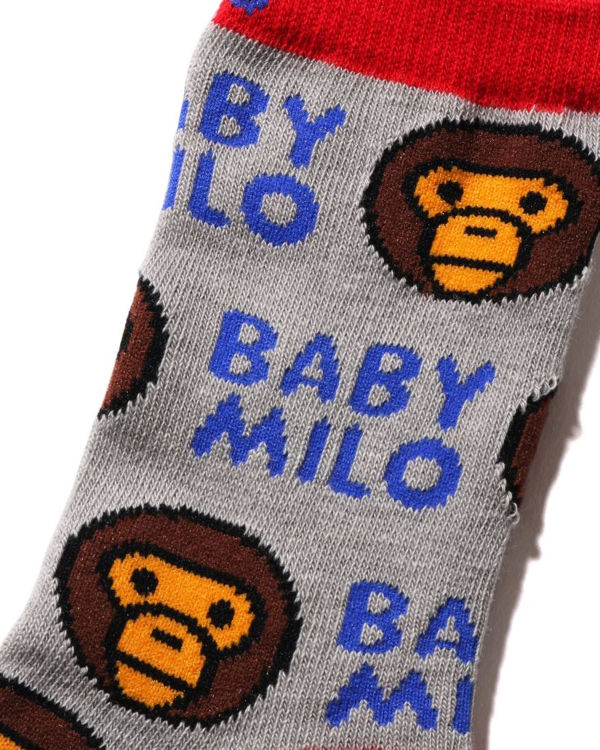 Bape Milo Pattern Ponozky Detske Siva | SK-6054