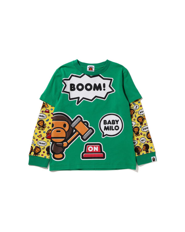 Bape Milo Speech Balloon Layered L/S Tricko Detske Mätové | SK-7501