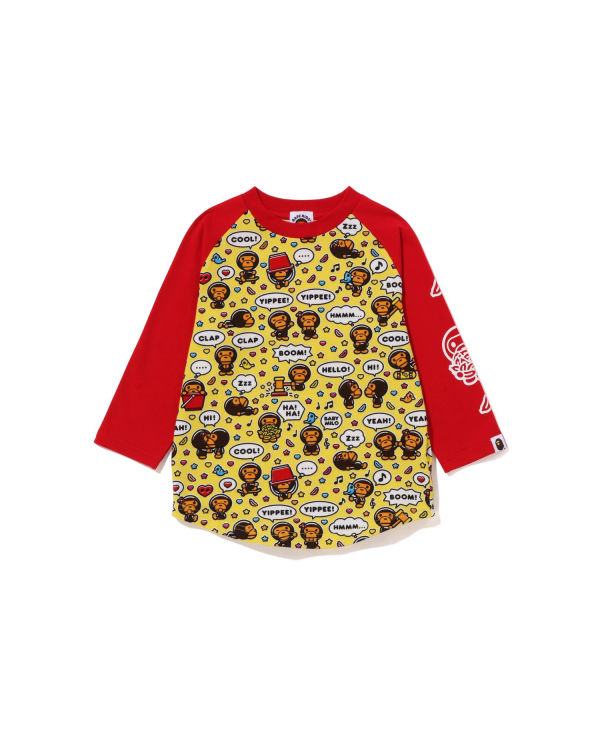 Bape Milo Speech Balloon Raglan 3/4 Sleeve Tricko Detske Svetlo Červené | SK-5489