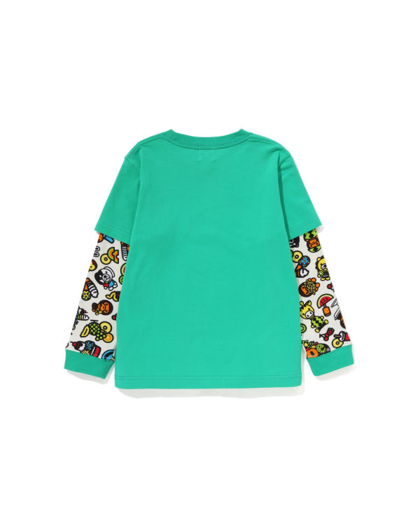 Bape Milo mixed fruit layered sleeves Tricko Detske Svetlo Zelene | SK-0851