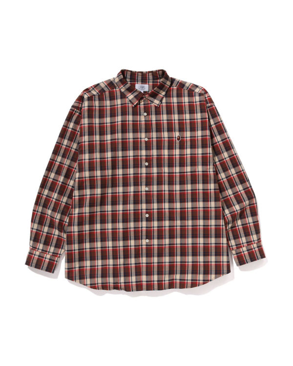 Bape Mini Check Loose Fit Kosele Panske Svetlo Červené | SK-0895