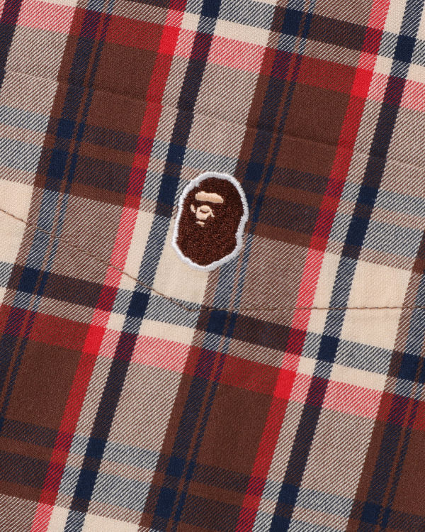 Bape Mini Check Loose Fit S/S Kosele Panske Svetlo Červené | SK-0481