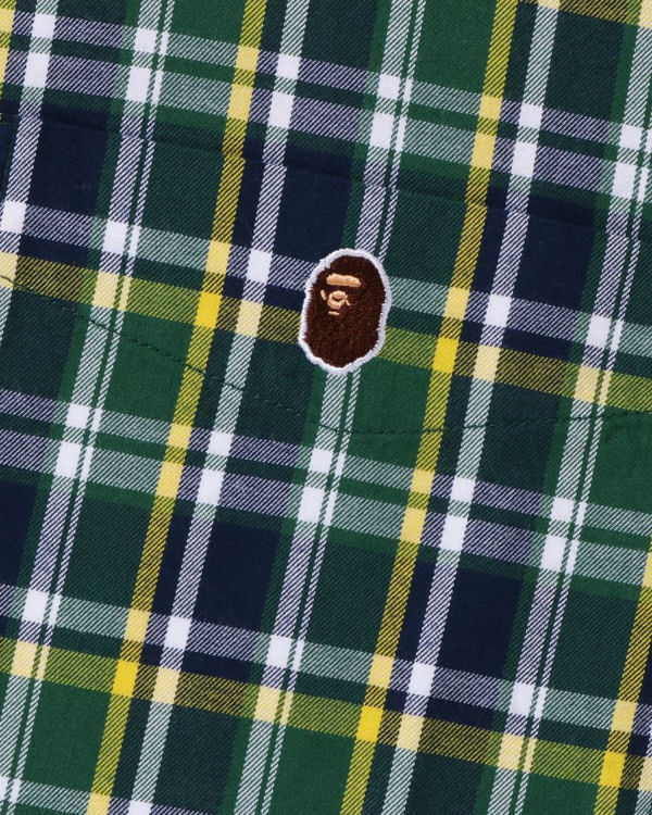 Bape Mini Check Loose Fit S/S Kosele Panske Zelene | SK-5630