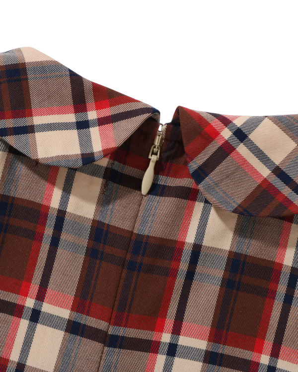 Bape Mini Check Round Collar Onepiece Saty Detske Svetlo Červené | SK-5247
