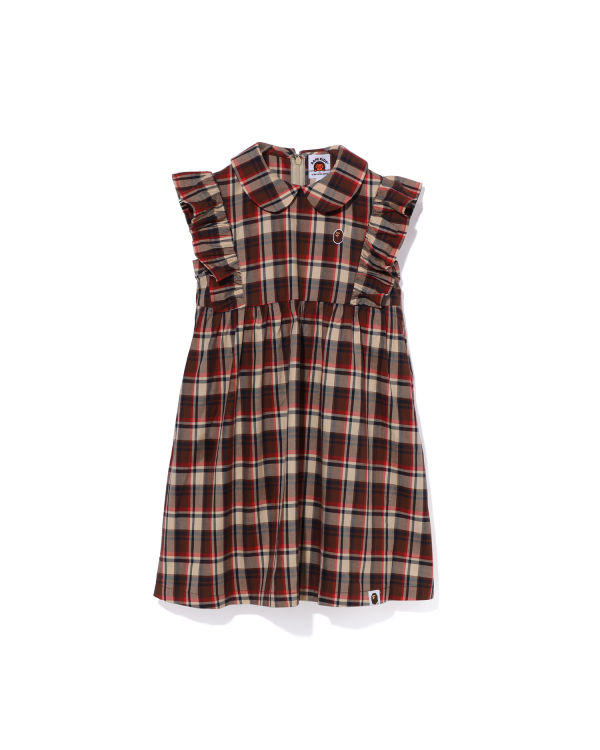 Bape Mini Check Round Collar Onepiece Saty Detske Svetlo Červené | SK-5247