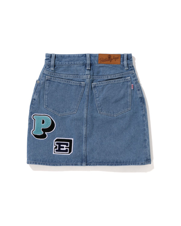 Bape Multi Fonts Denim Mini Sukne Damske Modre | SK-9345