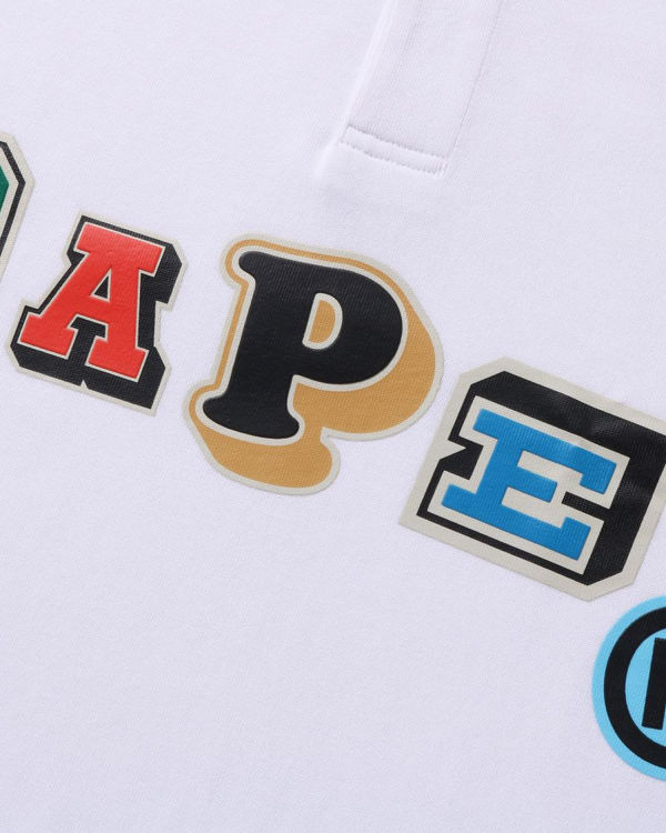 Bape Multi Fonts Relaxed Fit Polo Tricko Panske Biele | SK-0739