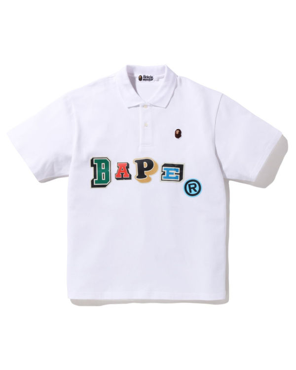 Bape Multi Fonts Relaxed Fit Polo Tricko Panske Biele | SK-0739