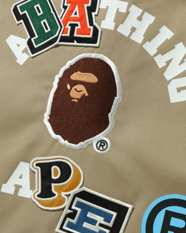 Bape Multi Fonts Relaxed Fit Zip Bundy Panske Béžové | SK-6021