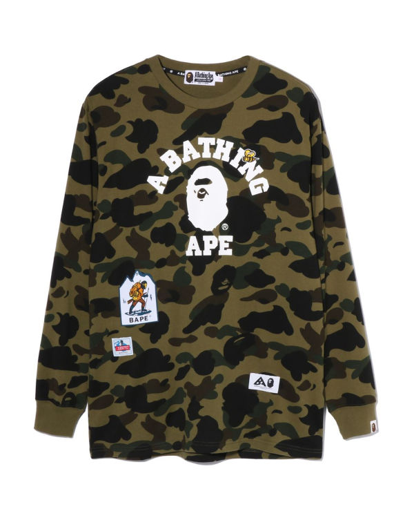 Bape Multi Label 1st Camo L/S Tricko Damske Zelene | SK-3679