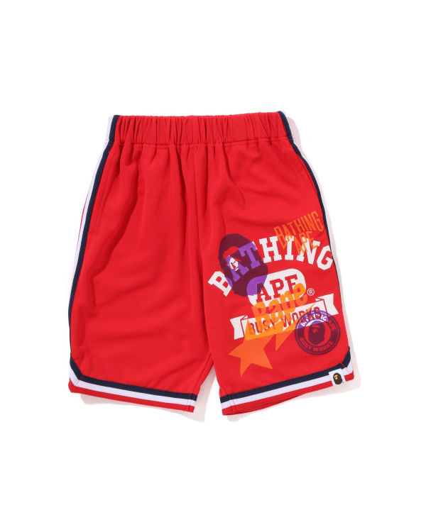 Bape Multi Print Basketball Sortky Detske Svetlo Červené | SK-6305