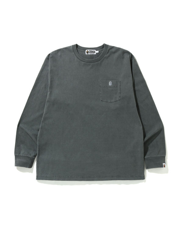 Bape Overdye One Point Pocket Relaxed Fit L/S Tricko Panske Čierne | SK-2103