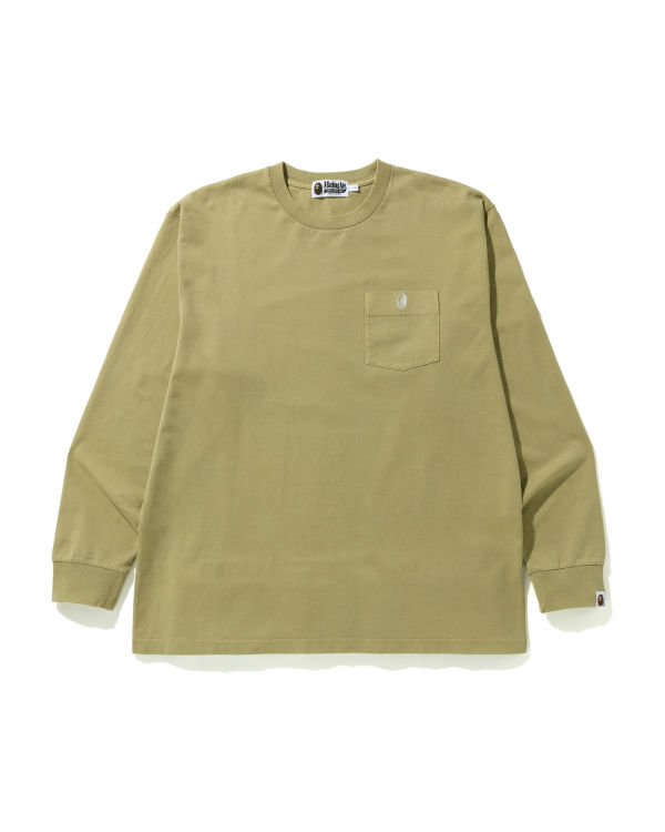 Bape Overdye One Point Pocket Relaxed Fit L/S Tricko Panske Béžové | SK-2193