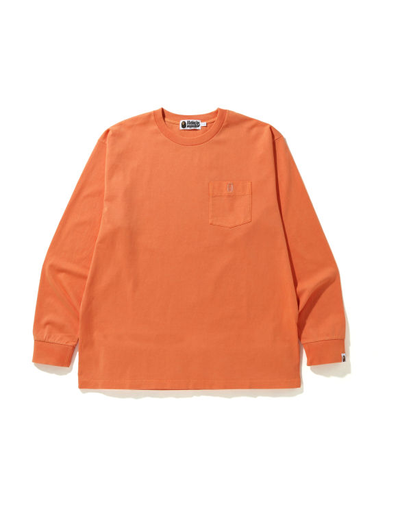Bape Overdye One Point Pocket Relaxed Fit L/S Tricko Panske Oranžové | SK-4652