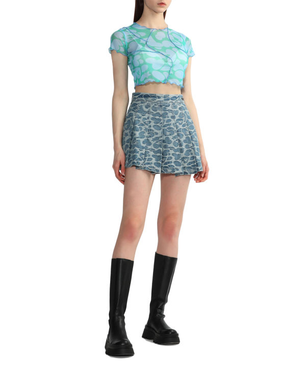 Bape Pattern mesh crop Blúzky Damske Modre | SK-6781