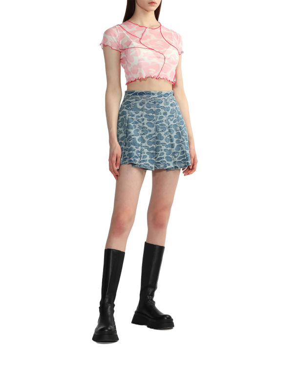 Bape Pattern mesh crop Blúzky Damske Ruzove | SK-7539