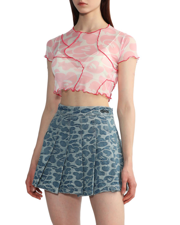 Bape Pattern mesh crop Blúzky Damske Ruzove | SK-7539