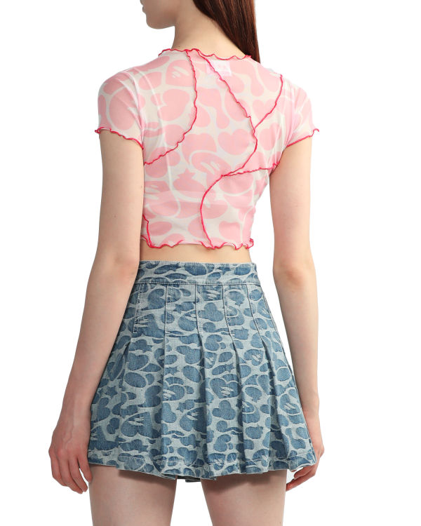 Bape Pattern mesh crop Blúzky Damske Ruzove | SK-7539