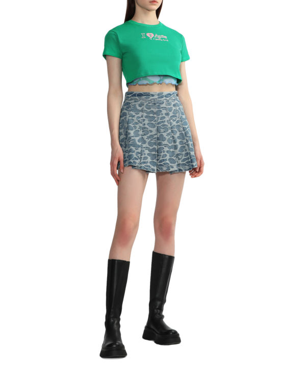 Bape Pattern pleated mini Sukne Damske Modre | SK-7183
