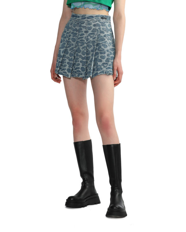 Bape Pattern pleated mini Sukne Damske Modre | SK-7183