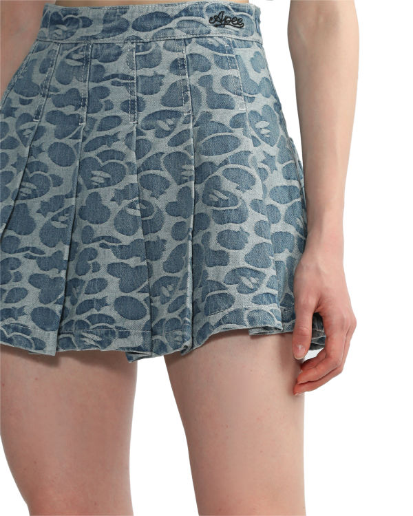 Bape Pattern pleated mini Sukne Damske Modre | SK-7183