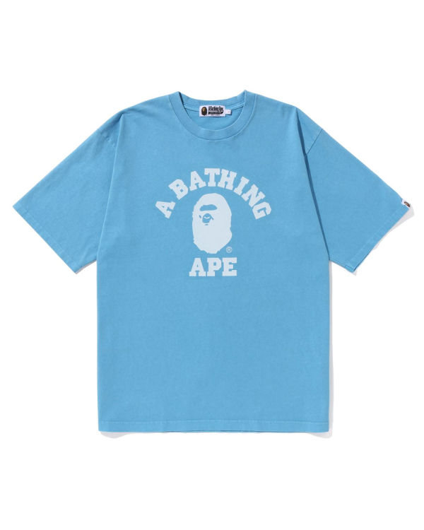 Bape Pigment Dyed College Relaxed Fit Tricko Panske Svetlo Modre | SK-0281