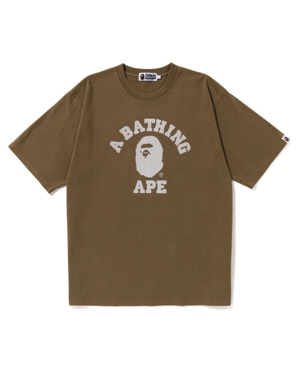 Bape Pigment Dyed College Relaxed Fit Tricko Panske Béžové | SK-0956