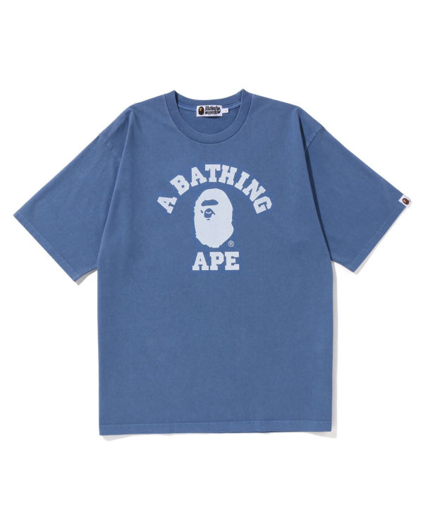 Bape Pigment Dyed College Relaxed Fit Tricko Panske Námornícka Modrá Modre | SK-6941