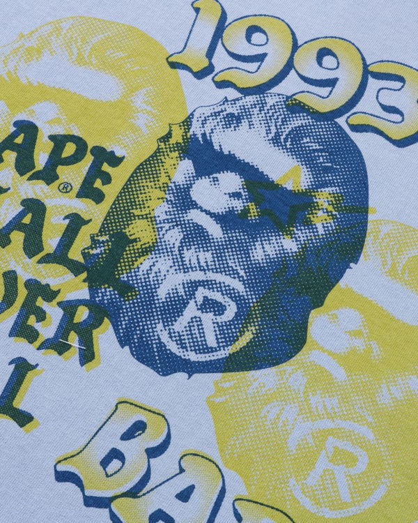 Bape Pigment Three Ape Head Tricko Panske Svetlo Modre | SK-6971