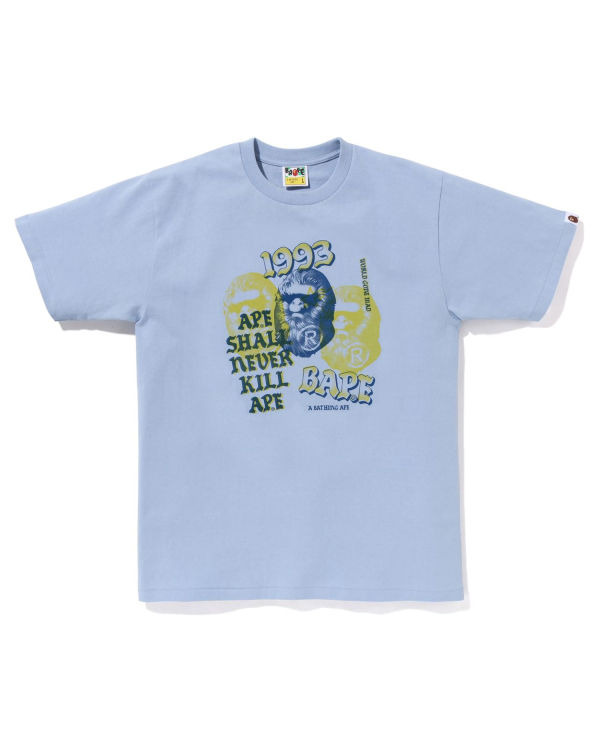 Bape Pigment Three Ape Head Tricko Panske Svetlo Modre | SK-6971