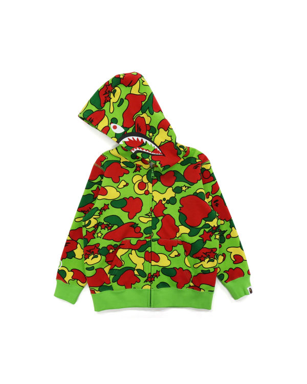 Bape STA Camo Shark Zip Mikiny S Kapucňou Detske Zelene Červené Žlté | SK-8352