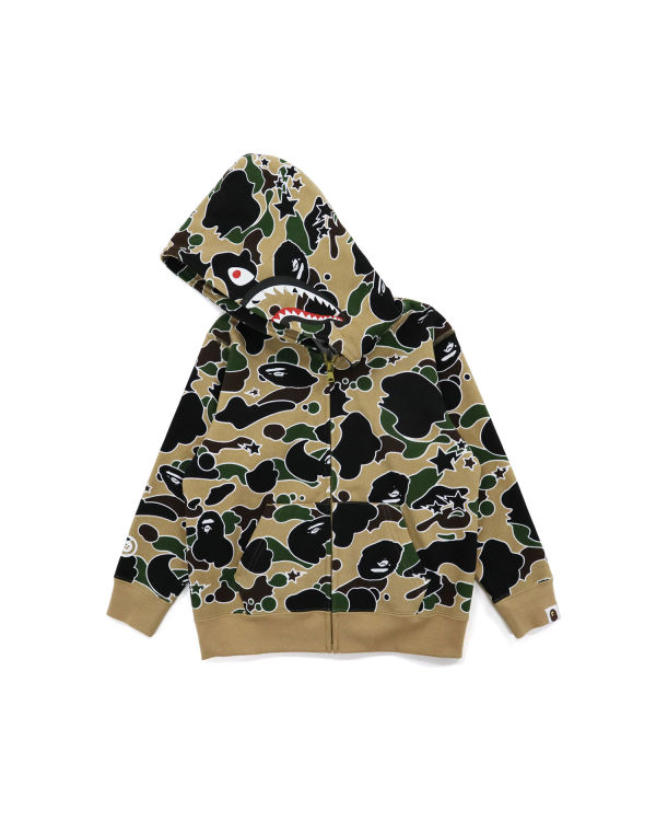 Bape STA Camo Shark Zip Mikiny S Kapucňou Detske Hnedožltý | SK-9807