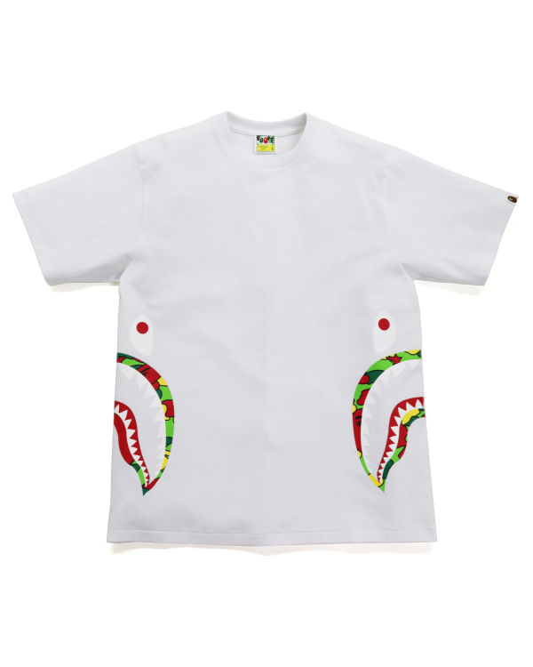 Bape STA Camo Side Shark Tricko Panske Biele | SK-5832