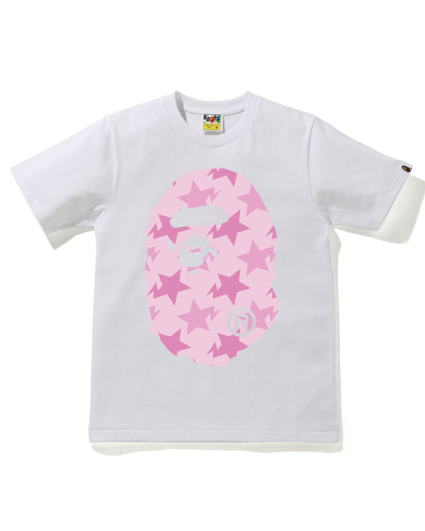 Bape STA Pattern Big Ape Head Tricko Damske Biele | SK-9435