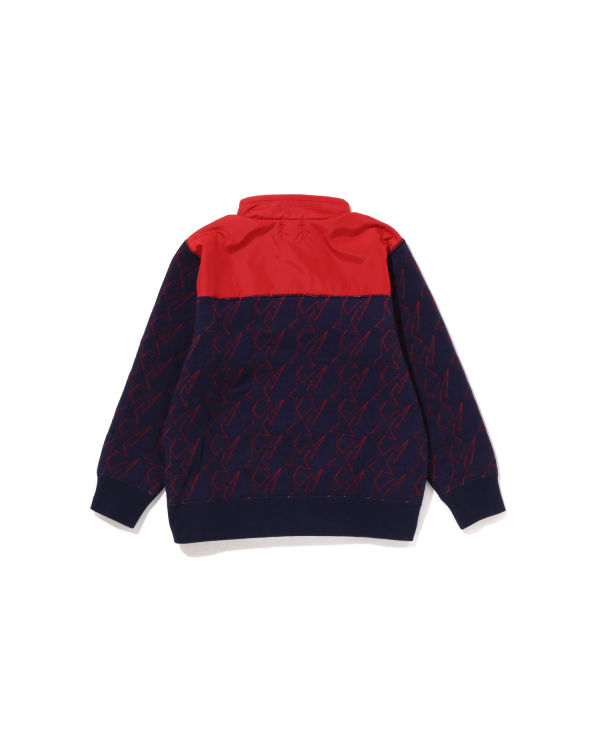 Bape STA Quilting Ape Head Half Snap Mikiny Detske Modre | SK-6583