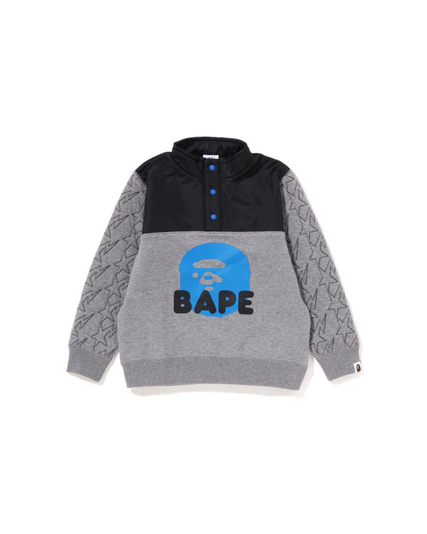 Bape STA Quilting Ape Head Half Snap Mikiny Detske Siva | SK-6823