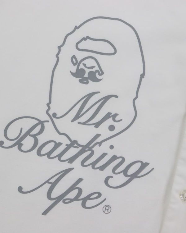 Bape Siroke Topanky Logo Print Kosele Panske Biele | SK-3597