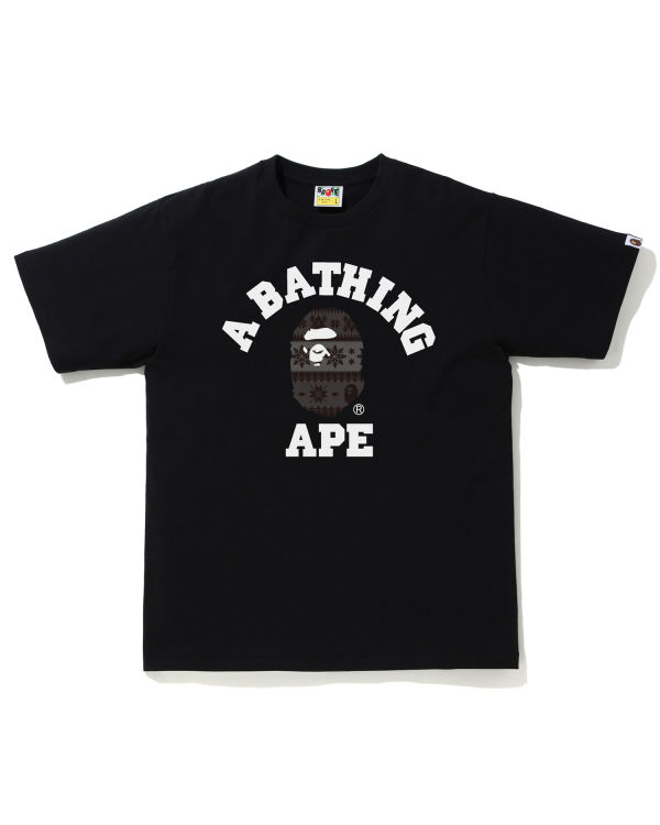 Bape Snow Pattern College Tricko Panske Čierne | SK-5493