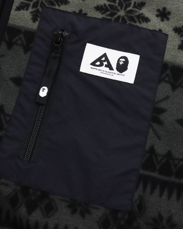 Bape Snow Pattern Relaxed Fit Zip Fleece Mikiny Panske Čierne | SK-7382