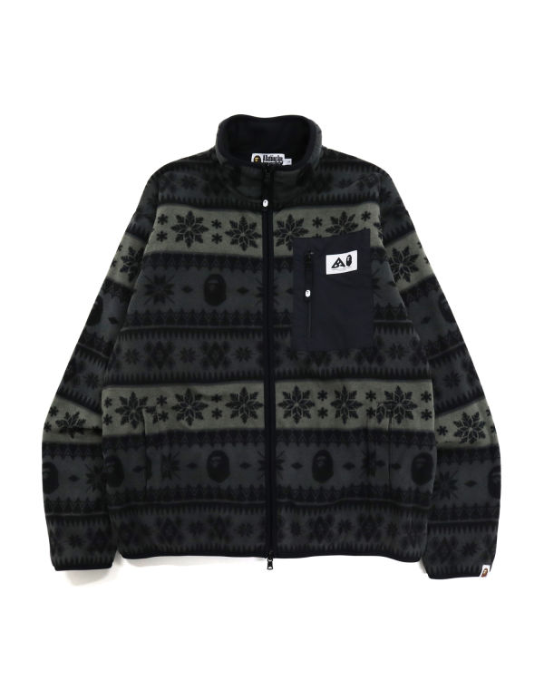 Bape Snow Pattern Relaxed Fit Zip Fleece Mikiny Panske Čierne | SK-7382