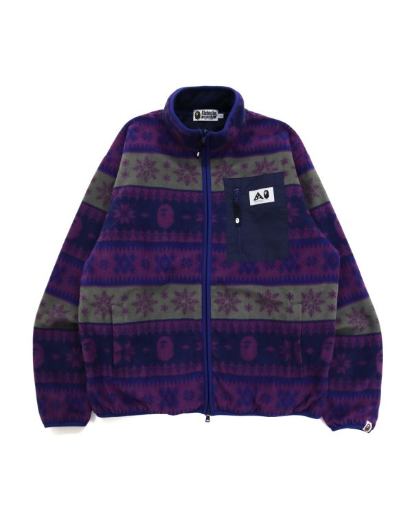 Bape Snow Pattern Relaxed Fit Zip Fleece Mikiny Panske Nachový | SK-9741