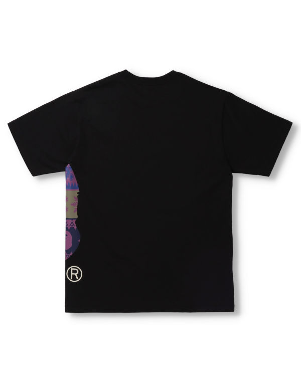 Bape Snow Pattern Side Big Ape Head Tricko Panske Čierne | SK-7489
