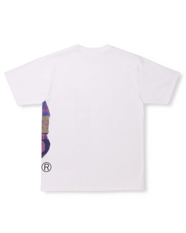 Bape Snow Pattern Side Big Ape Head Tricko Panske Biele | SK-7569