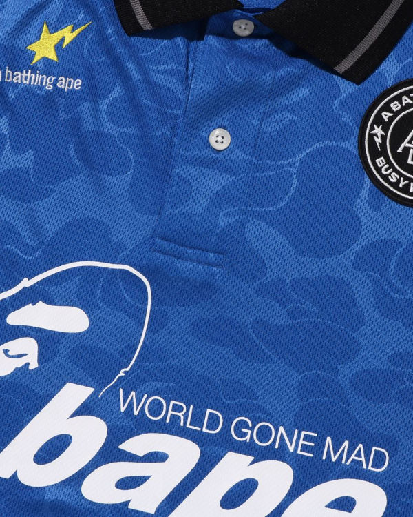 Bape Soccer Game Relaxed Fit Polo Tricko Panske Modre | SK-6915