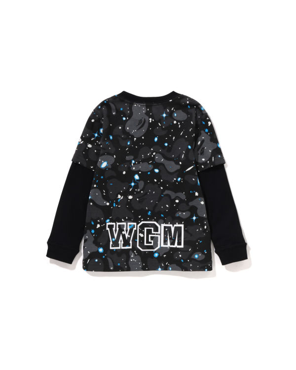 Bape Space Camo Shark Layered L/S Tricko Detske Čierne | SK-2601