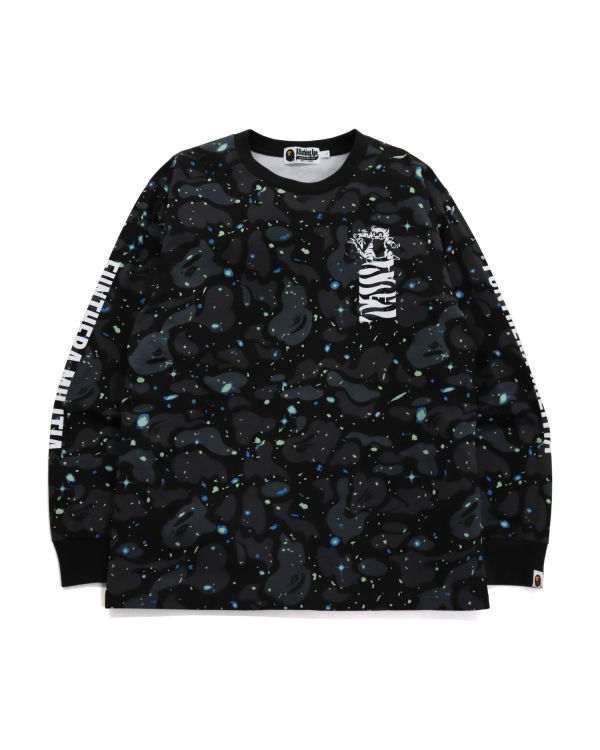 Bape Space Camo Tiger L/S Tricko Panske Čierne | SK-6214